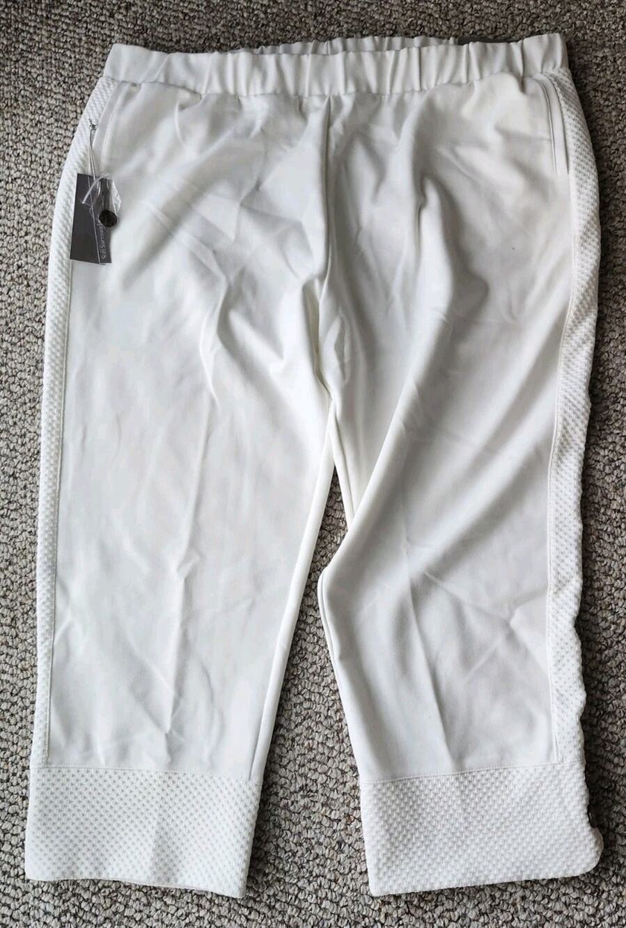 Surroundings White Capri Pants Crop Trousers 2X Comfort Waffle Trim Plus #754